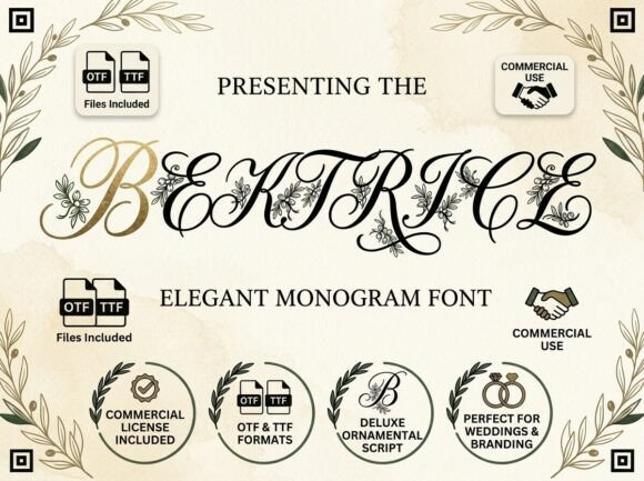 Beatrice: Crafting Timeless Elegance with an Ornamental Script